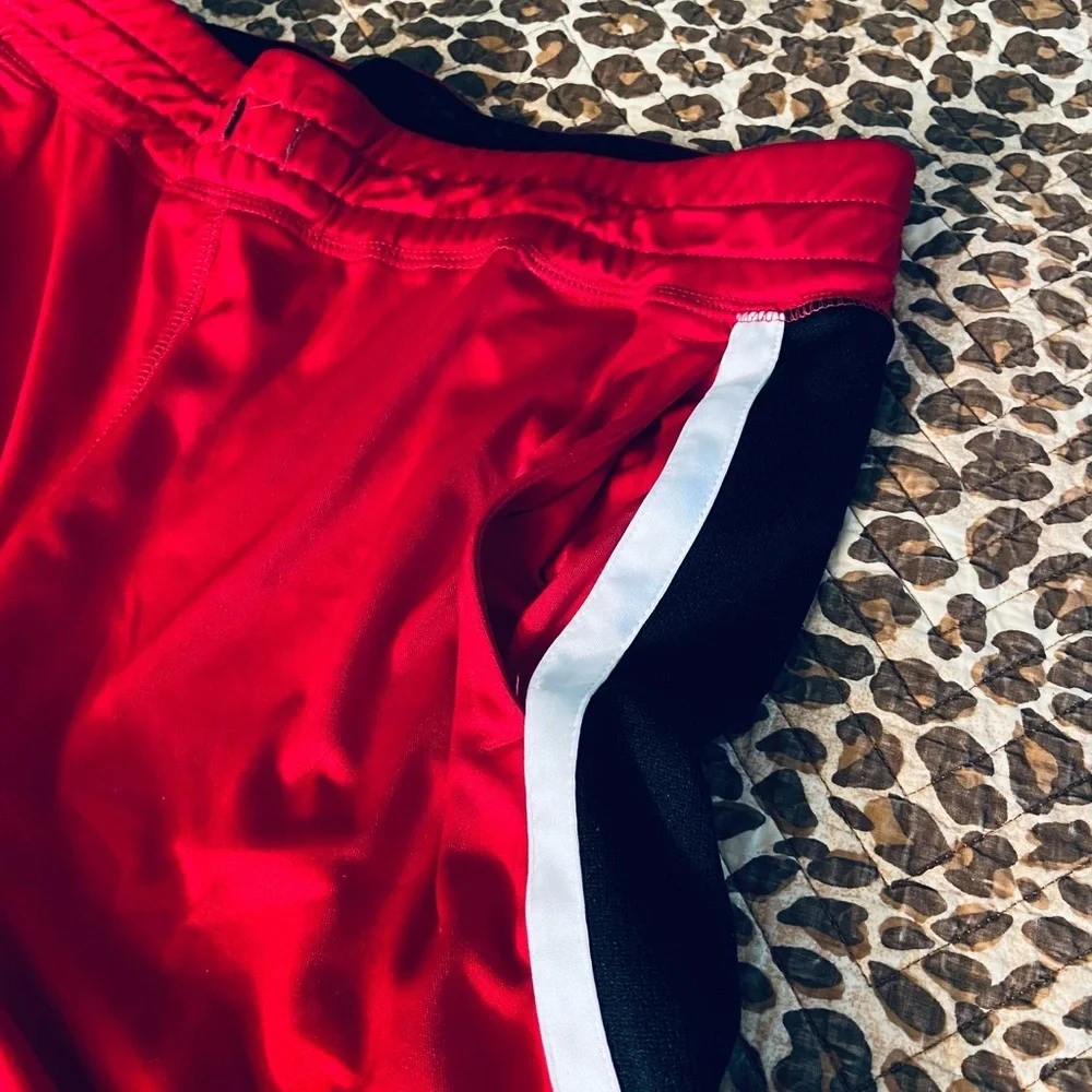 Red w/ Black White Stripe Athletic shorts Medium